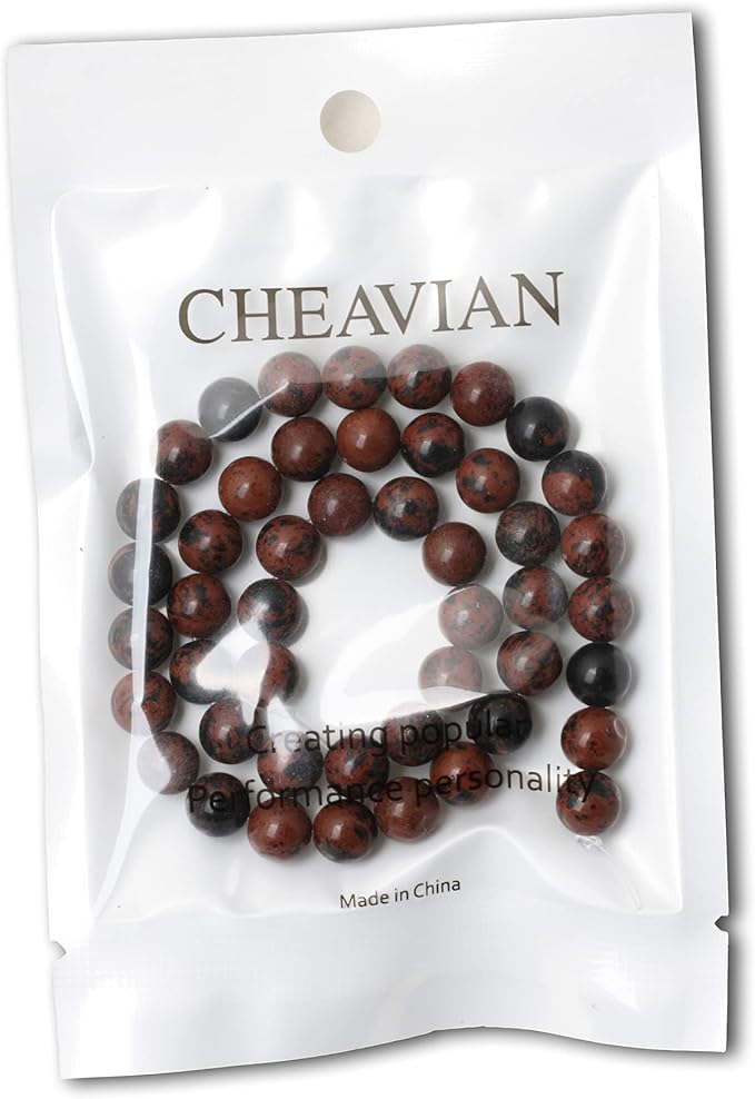 45PCS 8mm Natural Mahogany Obsidian Stone Round Loose Beads for Jewelry Making 1 Strand 15"