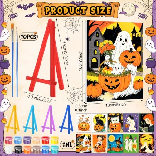 Blosssound 10 Set Halloween Pre Printed Canvas for Painting 5x7, Vintage - Image 3