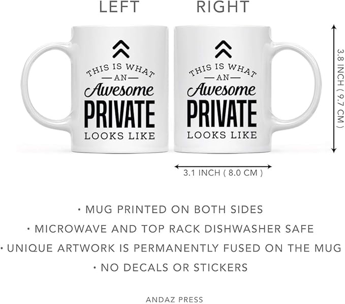 Andaz Press 11oz. Ceramic Coffee Tea Mug Thank You Gift, This is What an Awesome Private Looks Like, 1-Pack, Birthday Christmas Gift Ideas Coworker Him Her, Includes Gift Box
