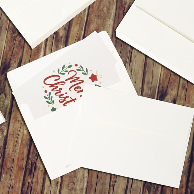Keketer A7 Cream White 5x7 Printable Envelopes 50 Pack Self - Seal, for 5x7 Cards, Weddings, Invitations, Baby Shower 5.25 x 7.25 Inches