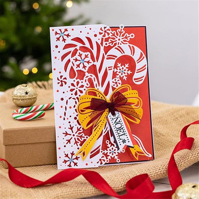 DzIxY Beautiful Cane Snowflake Metal Cutting Dies for Card Making Embossing Paper Die Cuts Sets Album Scrapbooking Templates Stencils Storage Pockets