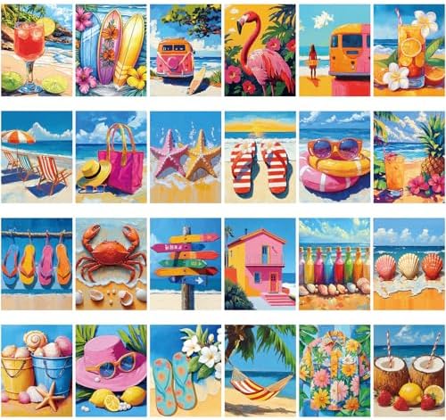 Sherr 24 Pcs Pre Drawn Canvas for Adult, Hawaii, 8 x 10 Inch by Sherr