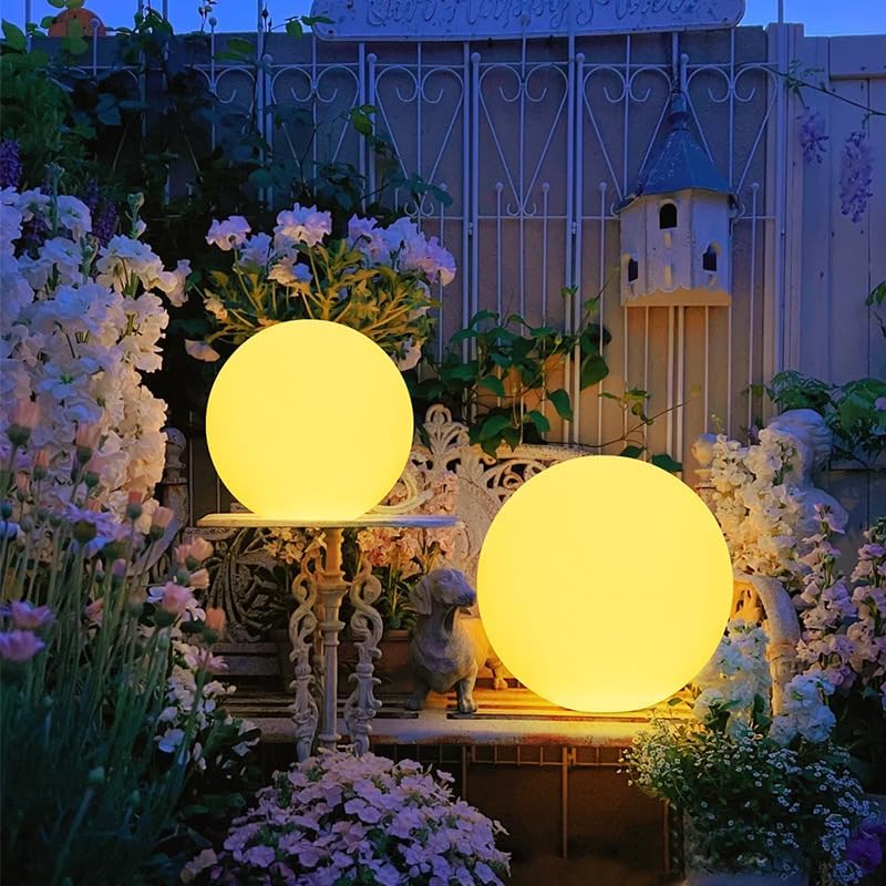 Globe Floor Lamp, 14-inch Color Charging Large LED Globe Orb Light Outdoor - Image 4
