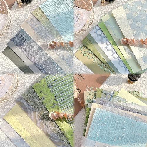 30 Pcs Large A4 Handmade Textured Scrapbook Paper Mesh Journaling Supplies - Image 2