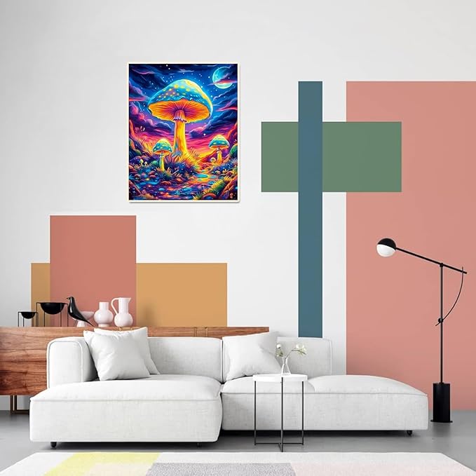 obterie Mushroom Paint by Numbers Kit for Adults Beginner Trippy Oil Painting Kit Adult Paint by Number Kits on Canvas DIY Painting for Beginners Art by Numbers for Gifts Home Wall Decor 16x20 Inch