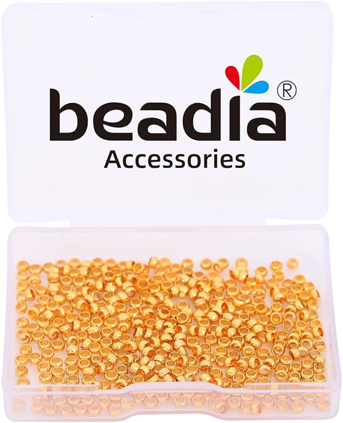 18K Gold Plated Crimp Beads Non Tarnish 3mm 400pcs for Jewelry Making Findings