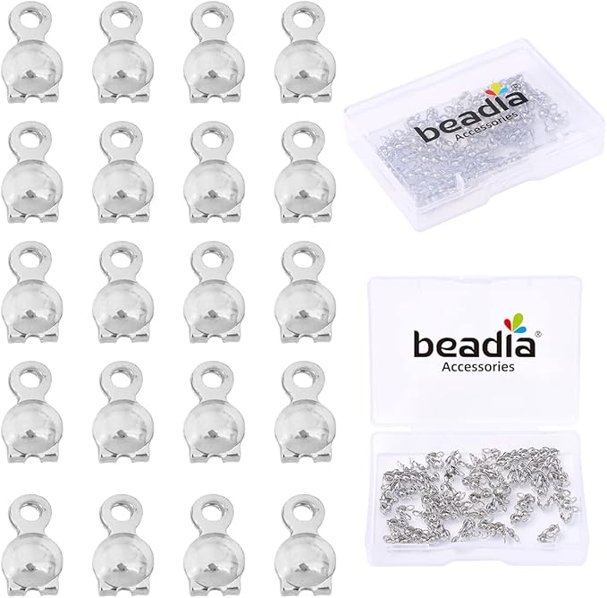 Platinum Plated End Caps Non Tarnish 3x6mm 200pcs for Jewelry Making Findings