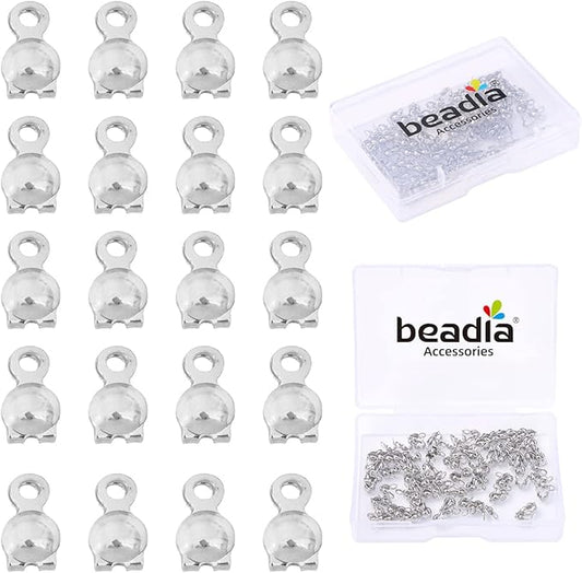 Platinum Plated End Caps Non Tarnish 3x6mm 200pcs for Jewelry Making Findings