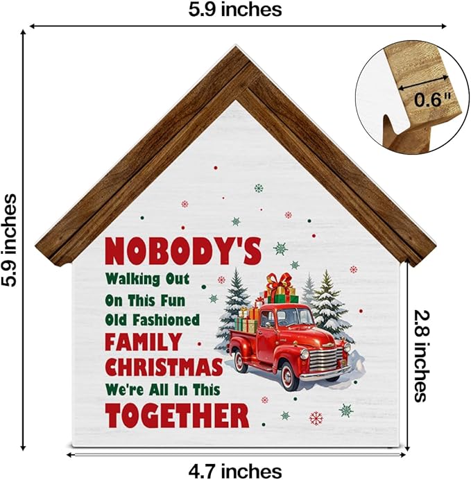 Christmas Vacation Decorations, Nobody's Walking Out on This Fun Old Fashioned Family Christmas House Shaped Wooden Sign, Funny Xmas Decor for Home