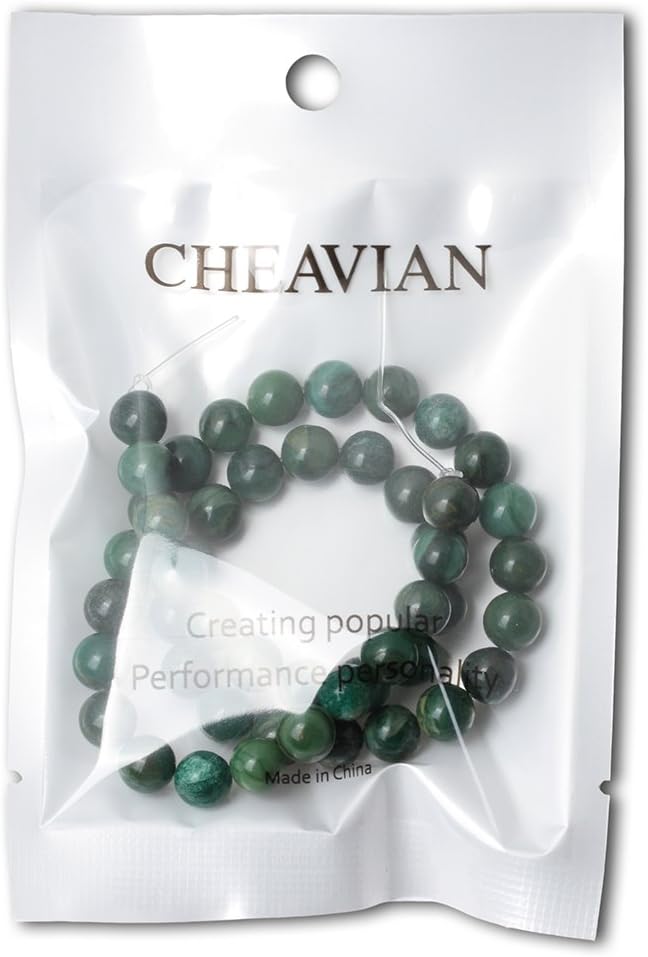 45PCS 8mm Natural Verdite Stone African Jade Gemstone Round Loose Beads for Jewelry Making DIY Findings 1 Strand 15"