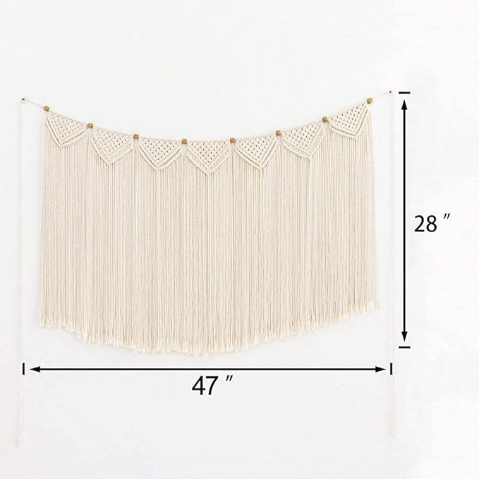 Mkono Large Macrame Wall Hanging Boho Tapestry Woven Bohemian Above Bed Wall Decor Wedding Christmas Backdrop Decoration for Bedroom Living Room Nursery Dorm Apartment, Idea Gift, 47" L X 28" W