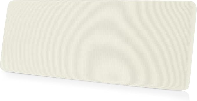 CHUN YI Medium Couch Cushion Cover Stretch for Loveseat, Sofa Seat Slipcovers for Pets, Suitable for Armchair Loveseat Sofa with Spandex Jacquard Washable Fabric(Medium,Ivory White/Cream)