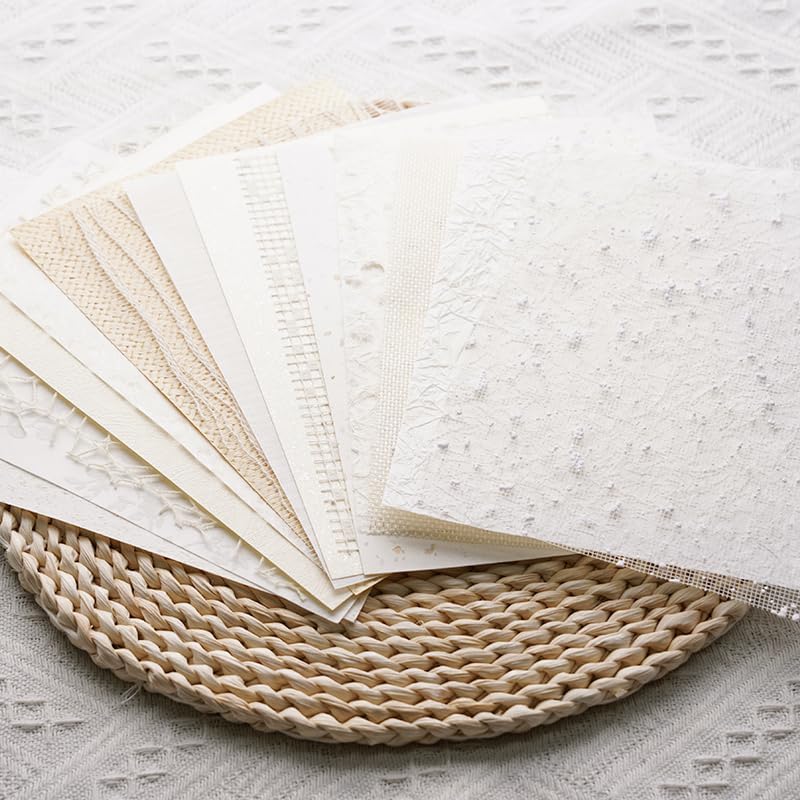 15Pcs Handmade Scrapbook Art Paper Craft Textured Paper Colorful A5 sheet Mesh Special Paper Mix for Scrapbooking Junk Journal Journaling Supplies DIY Materials,5.8x8.2 inches (White) - Image 4