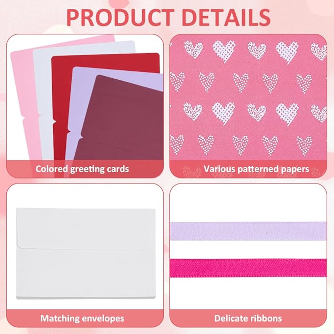 WEBEEDY 15 Sets Valentines's Day Card Making Kits Complete DIY Greeting Card Sets with Blank Cards, Stickers, Envelopes for Beginners Birthday Christmas Valentines's Day Invitation Paper Craft Gift