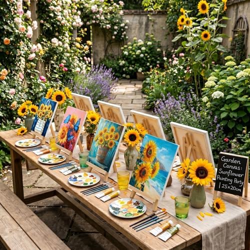Engrowtic 12 Pcs 8 x 10'' Sunflower Flower Pre Drawn Canvas to Paint Pre Printed Sketched Canvas for Adult Ladies Paint Art Party Favor Board Set for Craft(Vivid Style) - Image 4