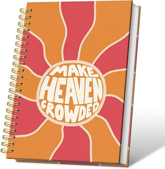 VONTP Boho Christian Spiral Notebook, Retro Groovy Bible Prayer Journal, Christian Gifts for Women, Make Heaven Crowded Religious Bible Scripture College Ruled Notebook Journal for Writing, 5.5x8.3