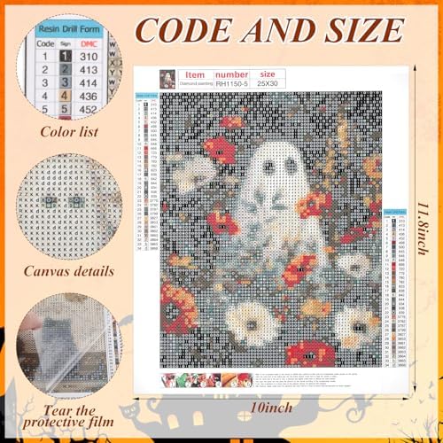 Chunful 6 Pcs Halloween Ghosts Diamond Painting Kits for Adults,10 x 11.8'' - Image 2