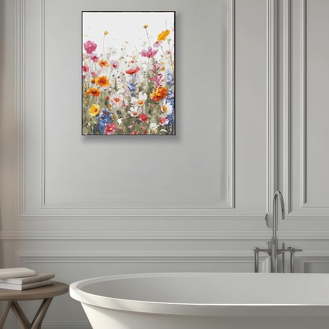 CSZPPQAF Wild Flowers Paint by Numbers for Adults Beginner, Flowers Paint by Number Kits on Canvas, DIY Oil Painting Watercolor Color by Numbers for Home Wall Decor 16X20inch