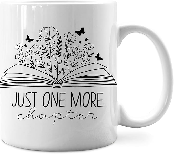 IWXYI Cool Gifts For Writers,Book Mugs For Women,Book Lovers Coffee Mug - Just One More Chapter, Book Lovers Gift Ideas, 11oz Reading Teacher Coffee Mug Ceramic Gifts