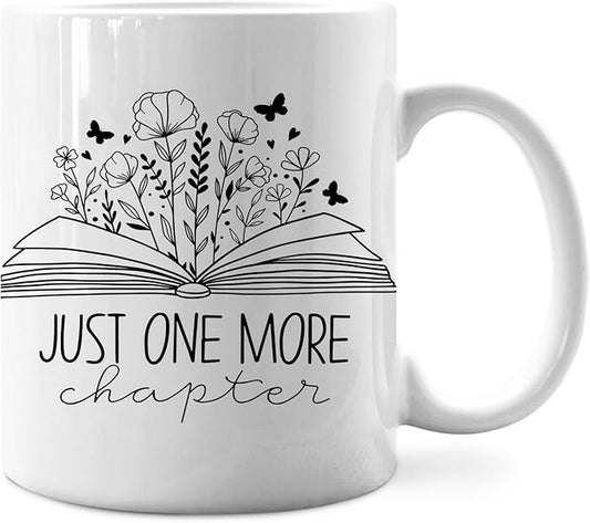 IWXYI Cool Gifts For Writers,Book Mugs For Women,Book Lovers Coffee Mug - Just One More Chapter, Book Lovers Gift Ideas, 11oz Reading Teacher Coffee Mug Ceramic Gifts