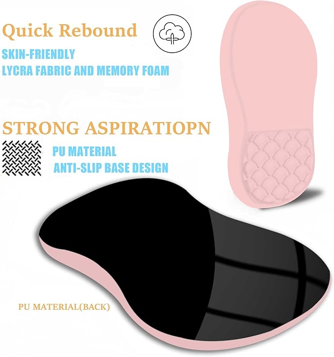 Ergonomic Mouse Pad Wrist Support with Massage Design,Classic Pink Wrist Pain Relief Mousepad with Memory Foam,Non-Slip PU Base