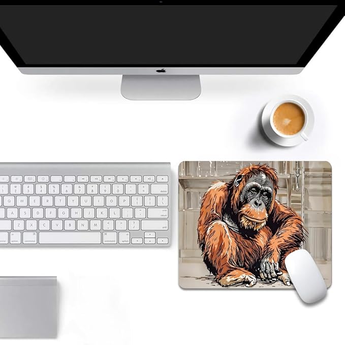 Orangutan Texture Mouse pad, Square Waterproof and Anti Slip Mouse pad for Office laptops