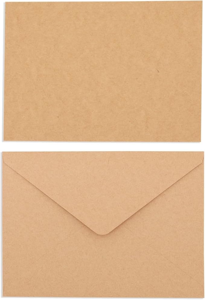 Best Paper Greetings Blank A7 Note Cards & Envelopes Set - Kraft Paper Stationery & Blank Cards and Envelopes - DIY Paper Crafting Supplies & Letter Writing Stationery - 5x7 In, 50-Pack, Brown Kraft