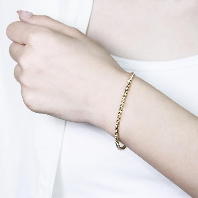 Exway 10 Pcs Snake Charm Bracelet Chain 7.5 Inch Gold Charm Bracelet Kit Snake Chain Bracelets Chain for Christmas DIY Women Jewelry Making Gifts