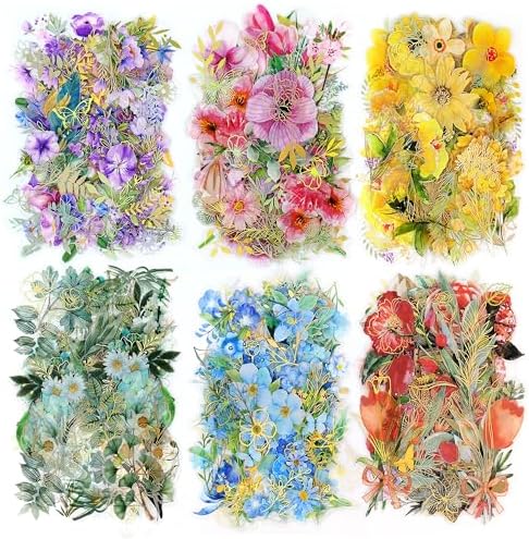 240Pcs Gilt Flower Stickers for Scrapbooking,Self-Adhesive Floral Stickers Scrapbook Supplies Journaling for Water Bottle Adult Card Making Letters DIY Cards Decoration by Weenkilly