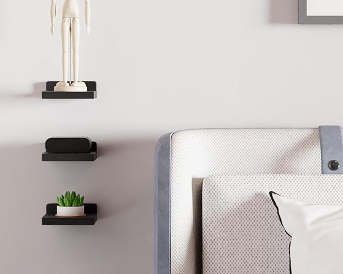 Small Floating Shelves Mini Shelves Hanging Display 5 Inch Wall Shelf for Bathroom Livingroom Bedroom,3 Pack, with 2 Types of Installation, Great for Room Decor