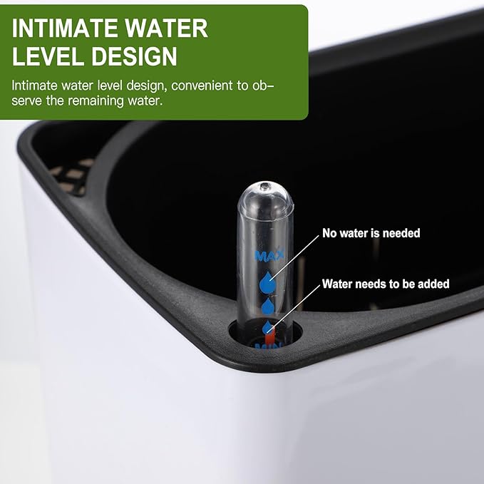 GANAZONO Rectangular Plastic Self-Watering Plant Pot with Water Level Indicator and Railing Support for Indoor Outdoor Gardening, Small Automatic-Watering Flowerpot Set