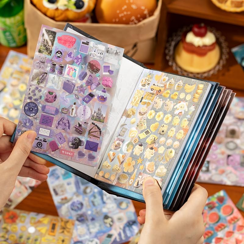 Japanese Retro Sticker Book, 800 Cartoon Stickers Book with Art Coated Paper Creative Activity Stickers for Adults, DIY Scrapbooking Phone Cases Laptops Party Gifts (Windchime Dream) - Image 3