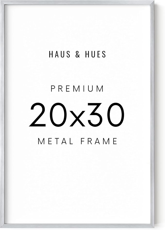 HAUS AND HUES 20x30 Silver Picture Frame - Aluminum Wall Display - Lightweight Poster Frame for Artwork or Prints (20x30 in, Silver)