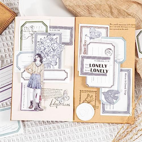 Alideco 400pcs Scrapbook Paper Vintage Minimalist Border Scrapbooking Paper for Journaling Supplies, Decorative Craft Paper for Junk Journals (biankuangxiaorizi) - Image 5