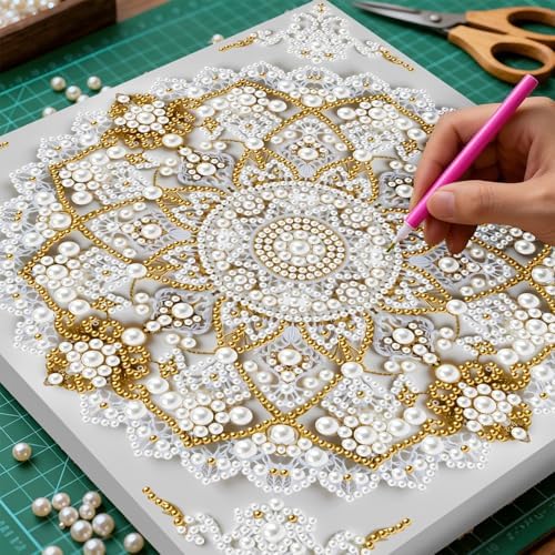 Pearl Art Kits Painting for Adults, DIY Mindfulness Therapy with Framed Canvas and Tools, Beginner Wall Decor-Mandala01 - Image 4