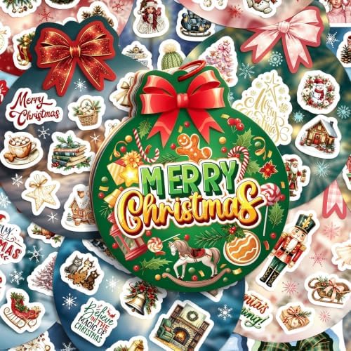 Christmas Sticker Book 32 Sheets Stickers Scrapbooking Journaling Supplies - Image 6