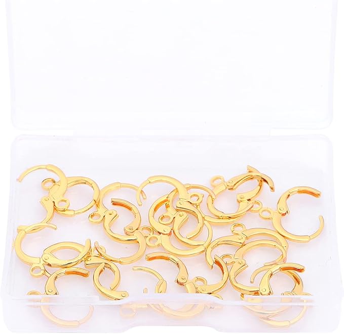 18K Gold Plated Earring Hooks Round 12mm 20pcs for Jewelry Making Findings