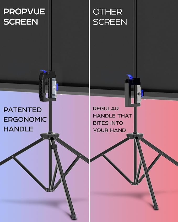 PropVue Projector Screen with Stand 100 inch - Indoor and Outdoor Projection Screen for Movie or Office Presentation - Adjustable from 16:9 to 4:3 HD Premium Wrinkle-Free Tripod Screen