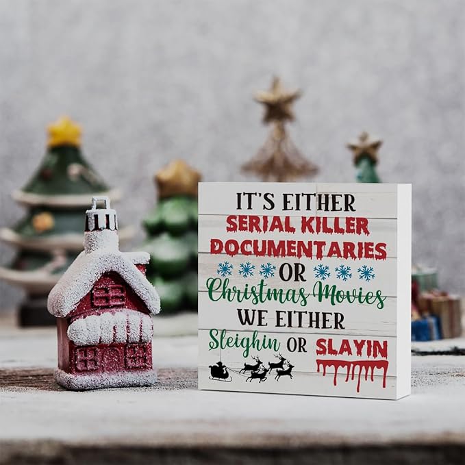 WRSUNT Spooky Horror Christmas Decor Funny Christmas Office Home Desk Shelf Decor, Primitive Christmas Decor, Christmas Story Decorations 5x5 inches