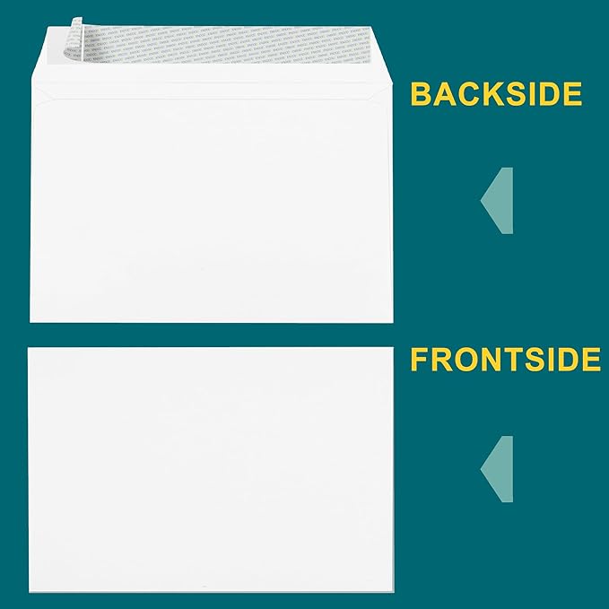 6x9 Booklet Envelopes - 50 pack - Mailing Envelopes Self Seal - White Letter Envelopes with Peel & Seal Closure - Open-Side 6x9 - Plain White 28 lb Paper for Business and Personal Use