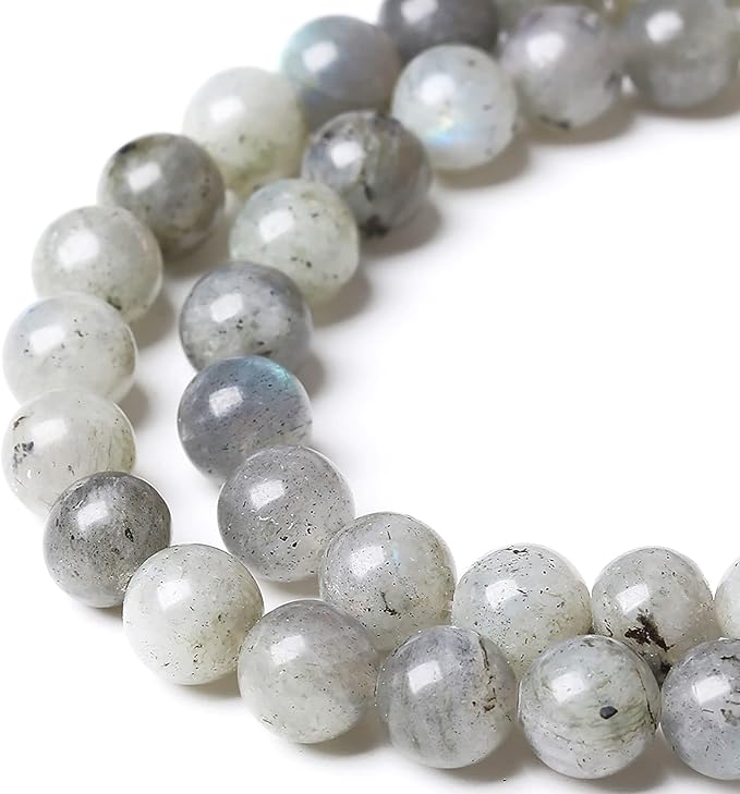 60PCS 6mm Natural Gray Labradorite Stone Beads Larvikite Round Loose Spacer Beads for Jewelry Making for Jewelry Making DIY Bracelet Necklace 15 Inch,Energy Stone Healing Power(6mm, Gray Labradorite)