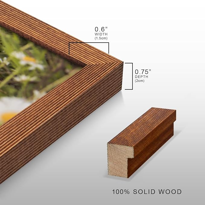 Renditions Gallery Set of 9, 11X14 Custom Photo Prints with Real Wood Picture Frames. Create Personalized Photos with Peel & Stick Photo Frames. Brown Frame