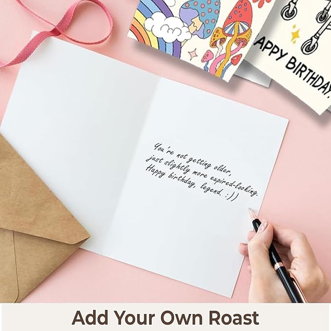 Funny Birthday Cards for Adults – Hilarious Greeting Card Set with Envelopes & Stickers – Sarcastic, Offensive Humor for Friends, Coworkers, Him, Her – 12 Pack (Birthday Funny)