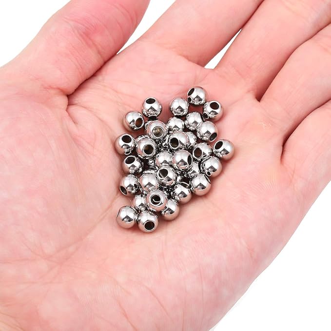 Stainless Steel Spacer Beads 6x5mm Round Loose Charm Caps Beads for DIY Jewelry Making 100pcs with 2.5mm Hole