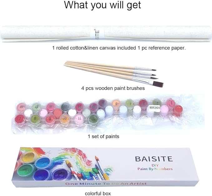 BAISITE Paint by Numbers Kit for Adults Beginners,16" Wx20 L Canvas for Painting Kits for Adults in Colorful Box-Cosmic Hug 8217