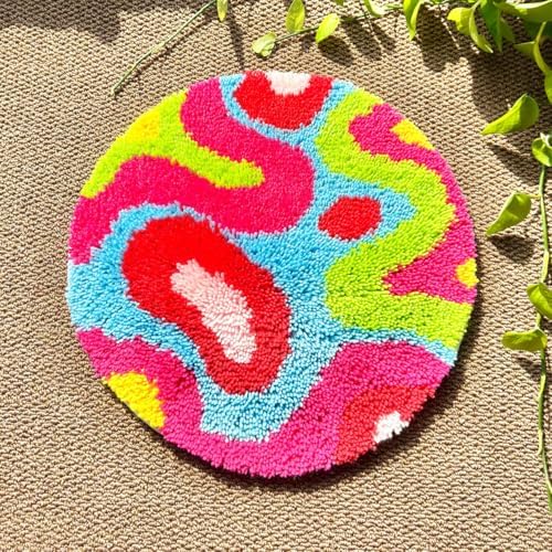 MeoobkCraft Latch Hook Kit for Adults, Abstract Latch Hook Rug Kit, Colorful DIY Craft for Beginners, Home Decor 19.7x19.7in - Image 2