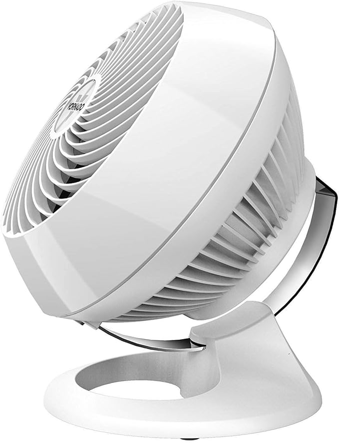 Vornado 560 Whole Room Air Circulator, Medium Floor Fan with 4 Speeds, Adjustable Tilt, Easy to Clean, Adjustable Tilt Chrome Glide Bar, Quiet Fan for Home, Office, and Bedroom, White