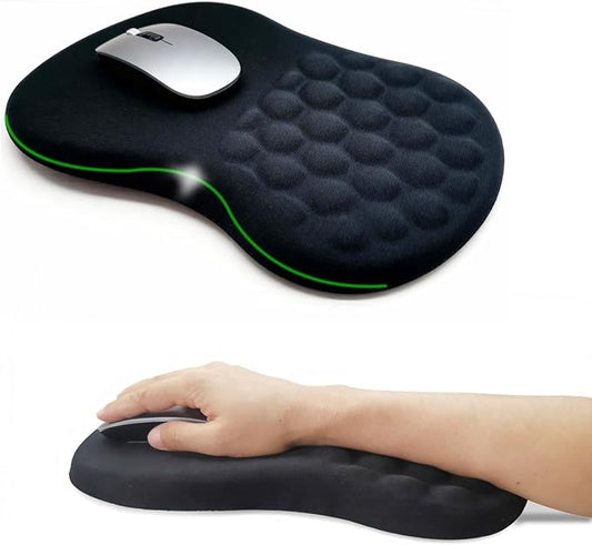 Ergomonic Mouse Pad with Wrist Rest for Car Shaped Mouse, Slope Mousepad with Wrist Support to Relieve Wrist Pain, 12L x 8W inches, Black