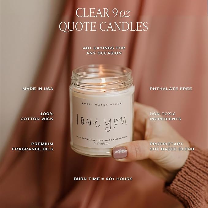 Sweet Water Decor Happily Ever After Candle - Gold Pepper, Clove Leaf, Nutmeg and Lavender Scented Candle for Home - 9oz Clear Jar with 40 Hour Burn Time, Made in USA - Wedding and Engagement Gifts