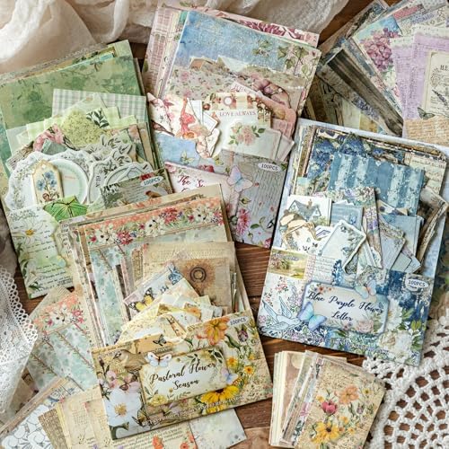 400 Sheets Floral Scrapbook Paper, 4 Packs Junk Journal Scrapbooking Supplies for Journaling, Scrapbooking Embellishments, Planner, Card Making, Collage - Image 2